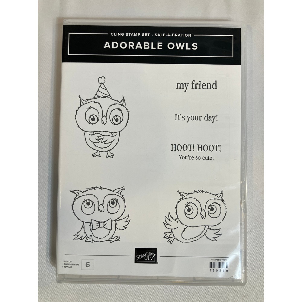 Stampin Up Adorable Owls Cling Stamp Set Sale-A-Bration‎ New